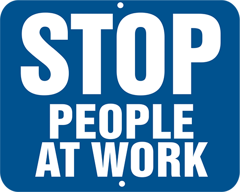 Stop-People At Work, Railroad Sign