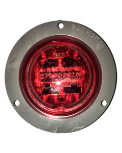 2.5" LED, Red Round Marker Clearance Light, Polycarbonate Flange Mount