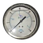 4" Stainless Steel Case, 0-30 PSI/2 BAR Dual Scale