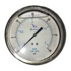 TANK TRAILER GAUGE- 4", LIQ. FILLED, 0-30 PSI, BACK PORT