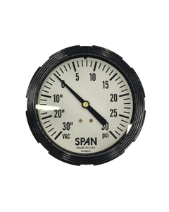 3.5" Span Panel Mount Gauge 30 PSI Vacuum/Pressure, Back Connection