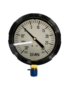 SPAN Liquid Filled Industrial 3.5" Gauge, 1/4" NPT Brass Stem