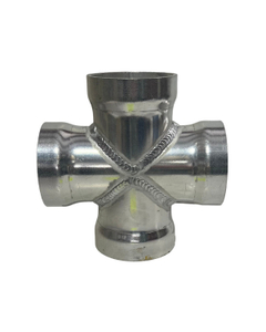 4" Aluminum Cross, Schedule 40, Short Radius, Belled
